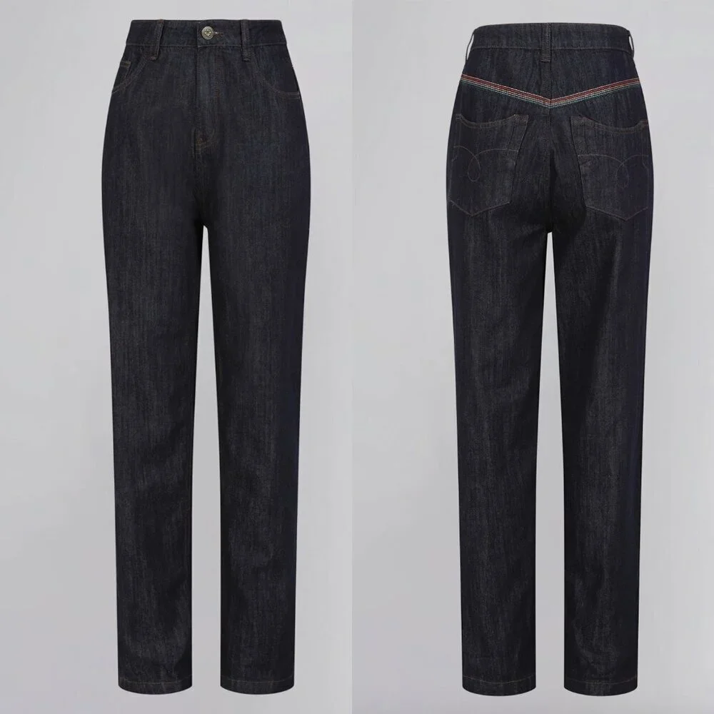 Bright & Beautiful NWT Bijou Rainbow Straight Leg Dark Wash Jeans, XXS/UK6 - Picture 13 of 13